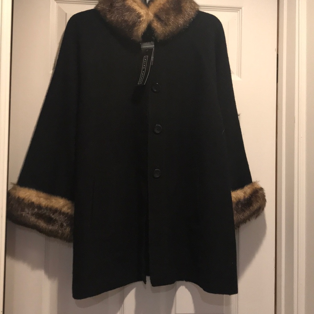 Lauren Hansen Black Fur Lined Coat M NWT